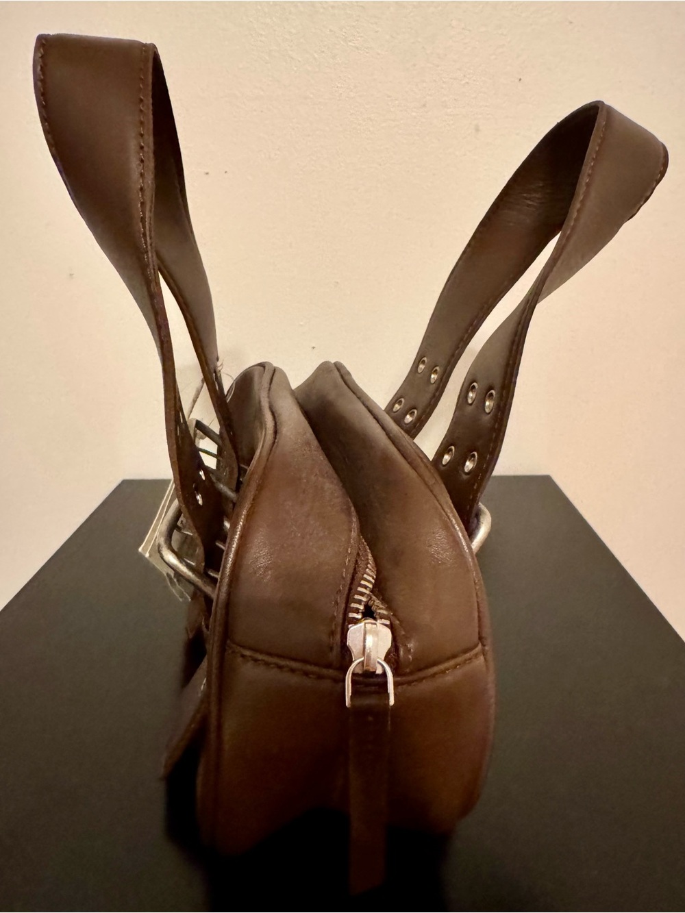 Free People Brown Double-Strap Leather Shoulder Bag - Picture 4 of 7